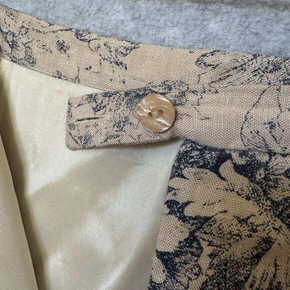 Talbots Petite Pencil Skirt Women 14 Beige Floral Midi Linen Office Tea Party - Picture 7 of 11